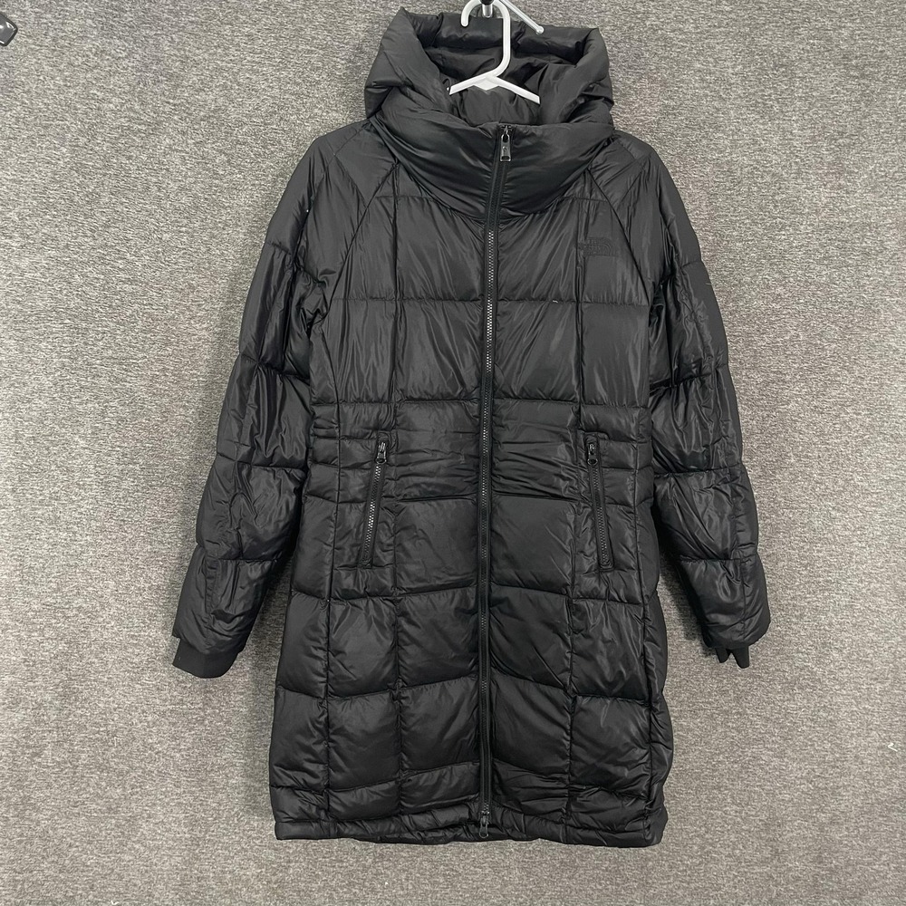 The North Face Down Parka Coat Womens XS Black Hooded 550 Puffer Full Zip - Picture 1 of 10